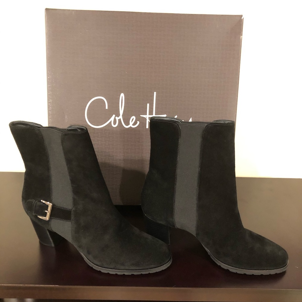 Cole Haan Callan short boot, black suede size 8